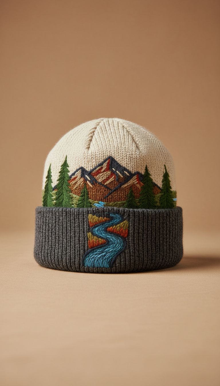 Womens Embroidered Wool Beanie