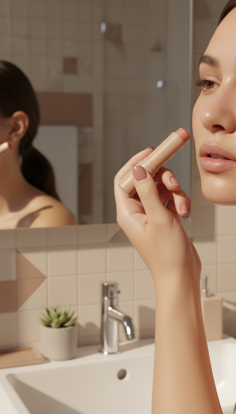 Apricot Nude Cream Blush Stick in use