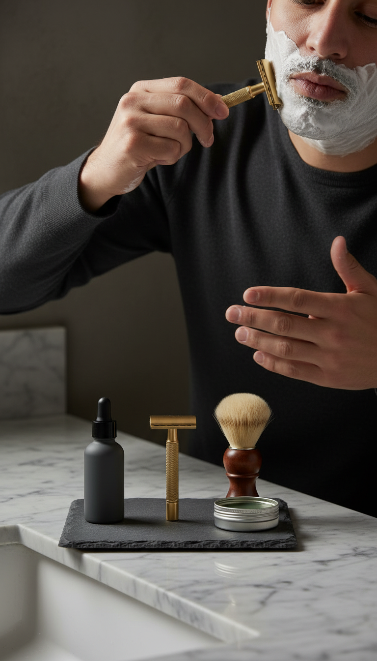 Essential Grooming Kit With Matte Case in use
