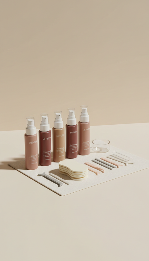 Classic Lash Lift Kit, Opt for a 3/4 angle shot to best display the product kits' components. Arrange them neatly on...