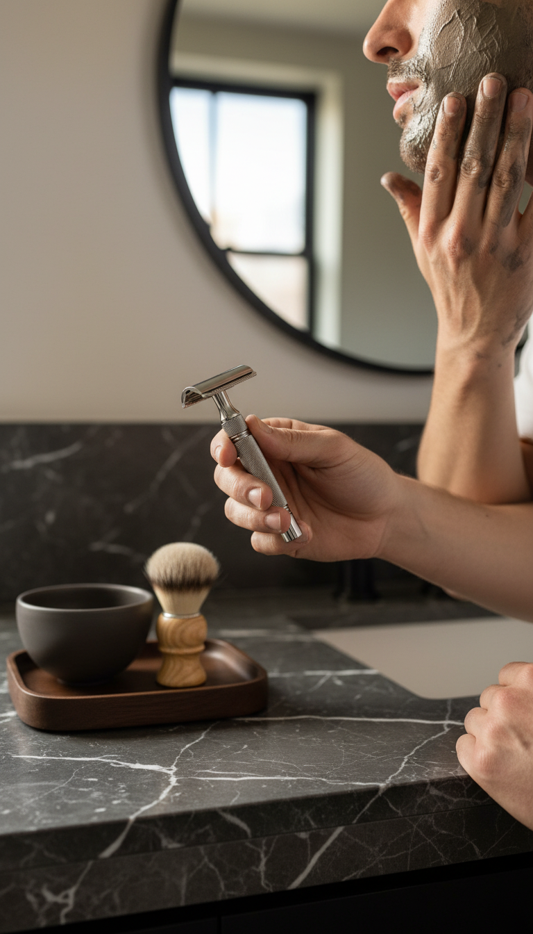 Premium Shaving Set in use