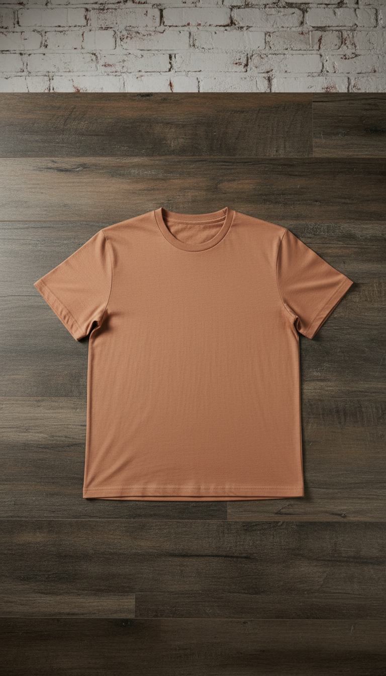 Terracotta Tan Poly-Cotton Blend T-Shirt in a new setting
