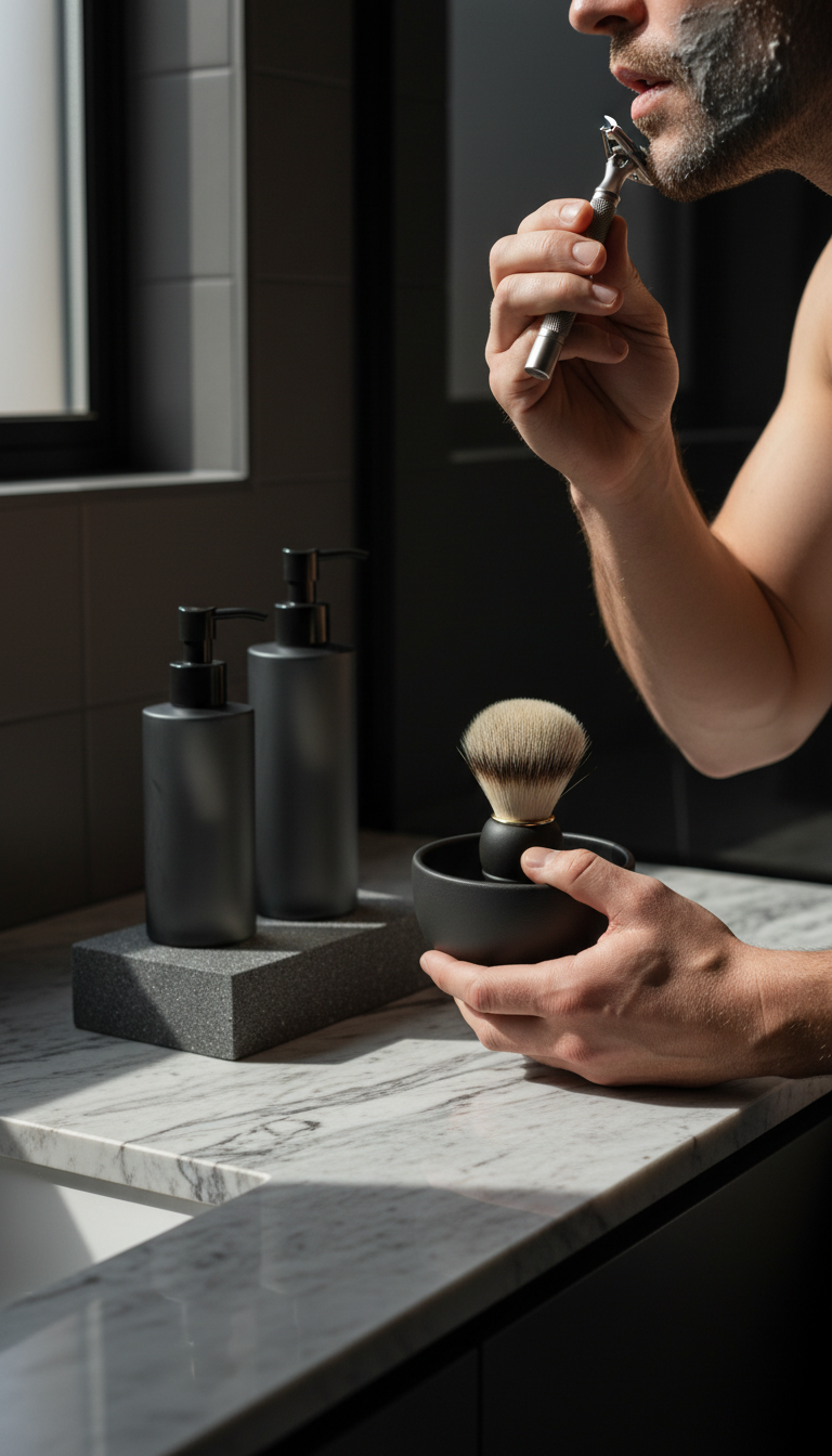 Men's Grooming Kit in use