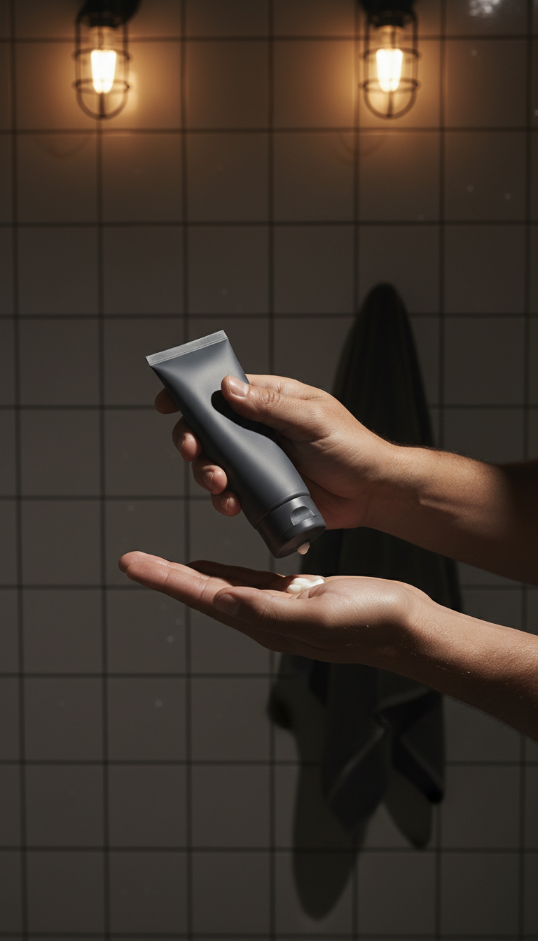 Fresh mint charcoal toothpaste in use
