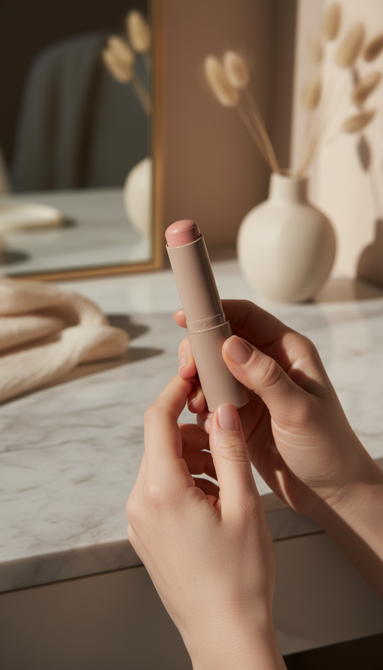 sculpting silk blush stick in use