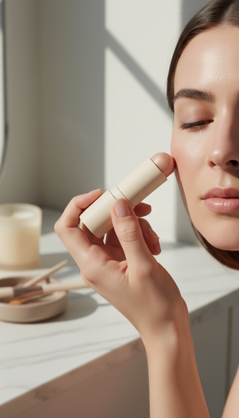 Multi-Use Skin Highlighter Stick in use