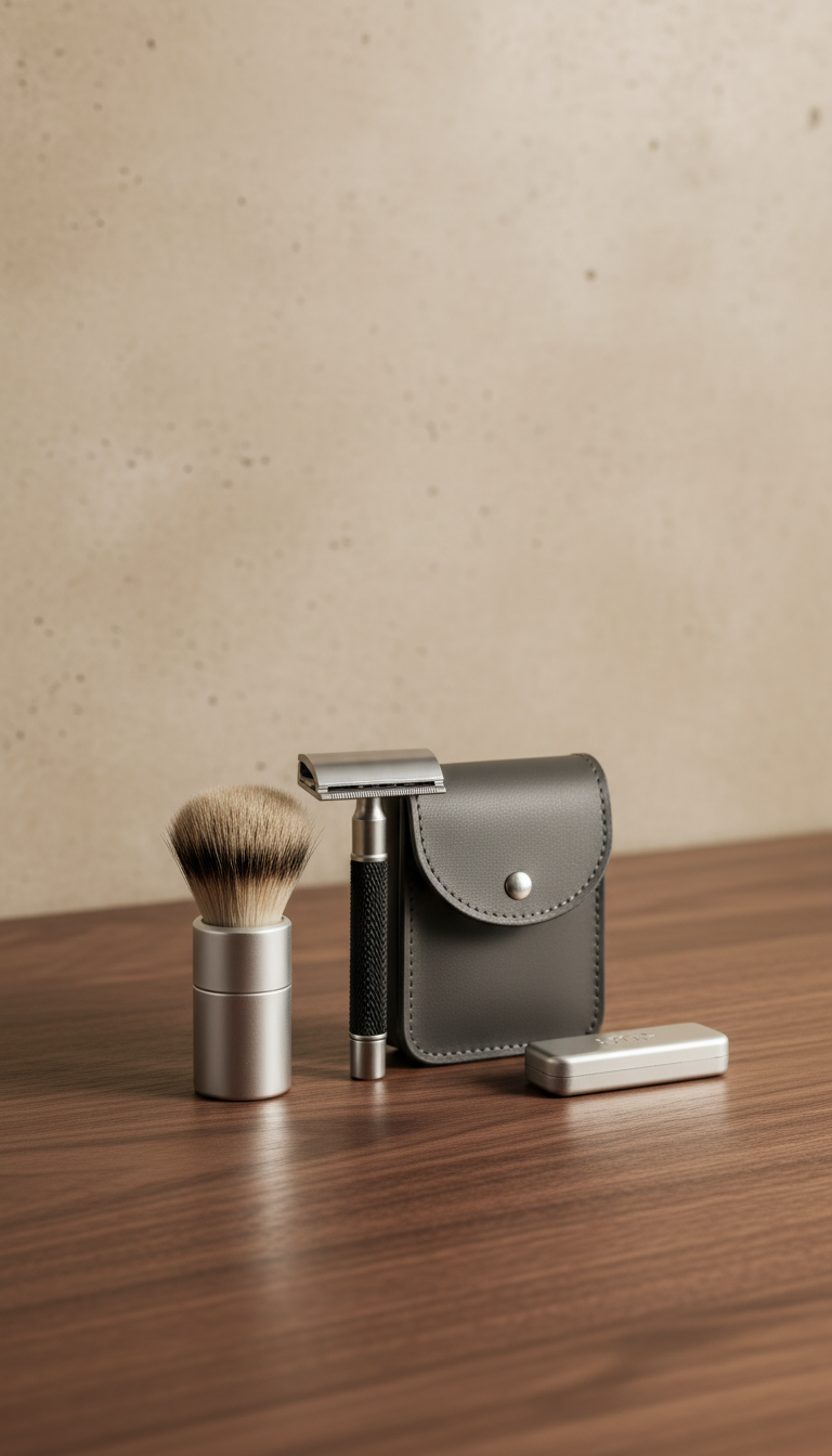 Compact Travel Shaving Kit in a new setting